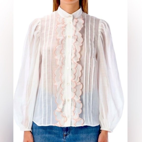 ZIMMERMAN “Jude” scallop frill blouse (Z3) - Picture 1 of 7